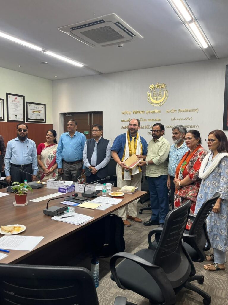 1-VC-Office-meeting-768x1024 Delegates from the University of Applied Sciences, Erfurt, Germany, visit the Department of Civil Engineering, JMI; two universities work out modalities to renew the over 2-decade-old MoU